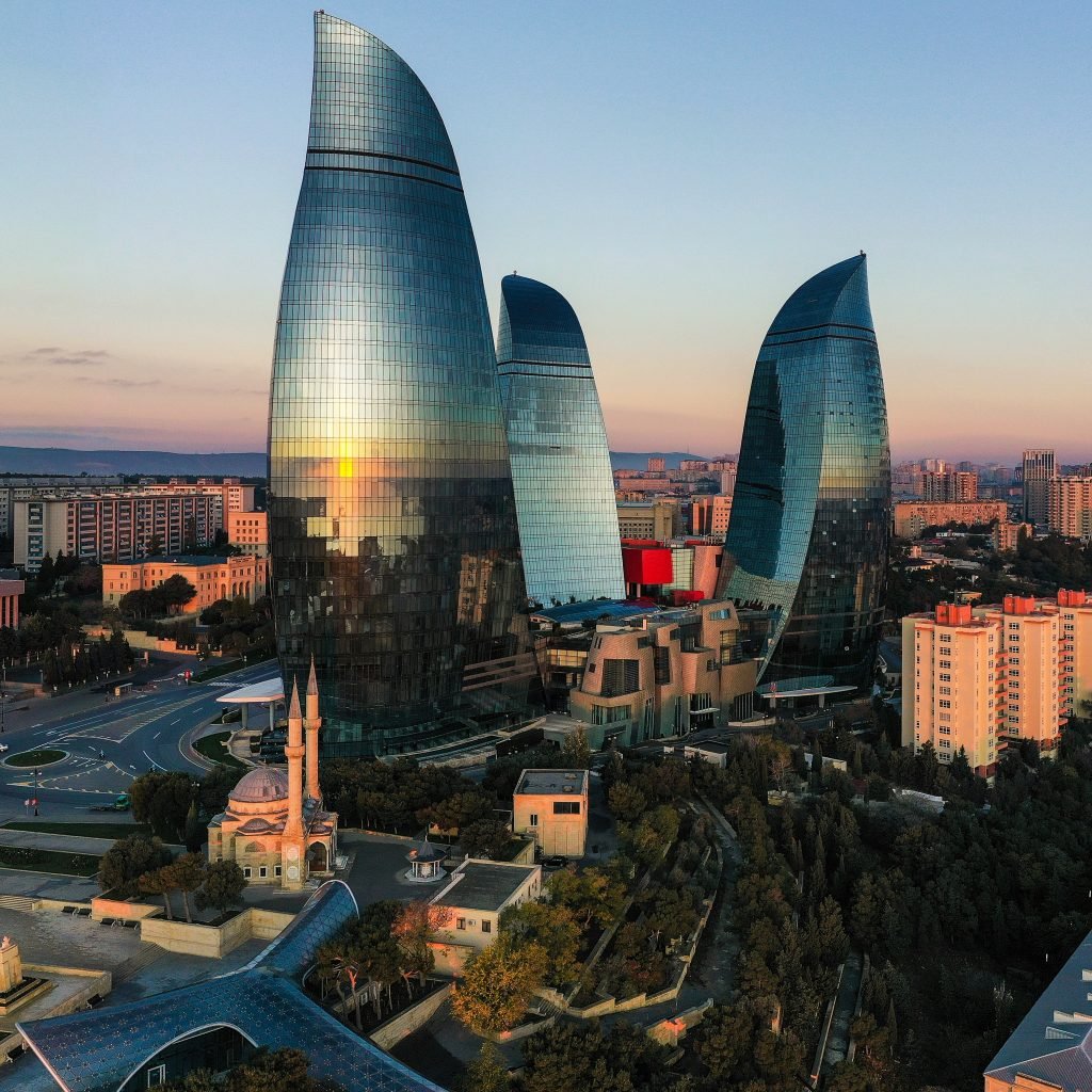 View of Baku’s Flame Towers