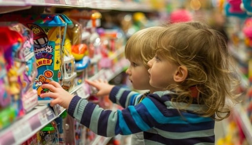Kids choosing toys in a toy store